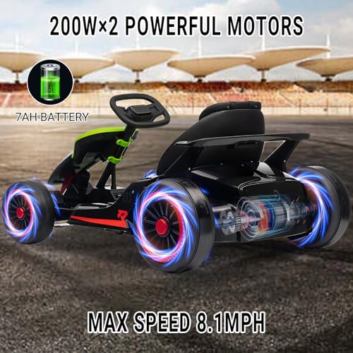 Electric Drift Kart for Kids, 2x200W Motor, 7AH Battery, Ages 6+ S301