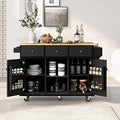 Large Kitchen Island with Drop Leaf, Rolling Cart, Power Outlet and Storage A3211