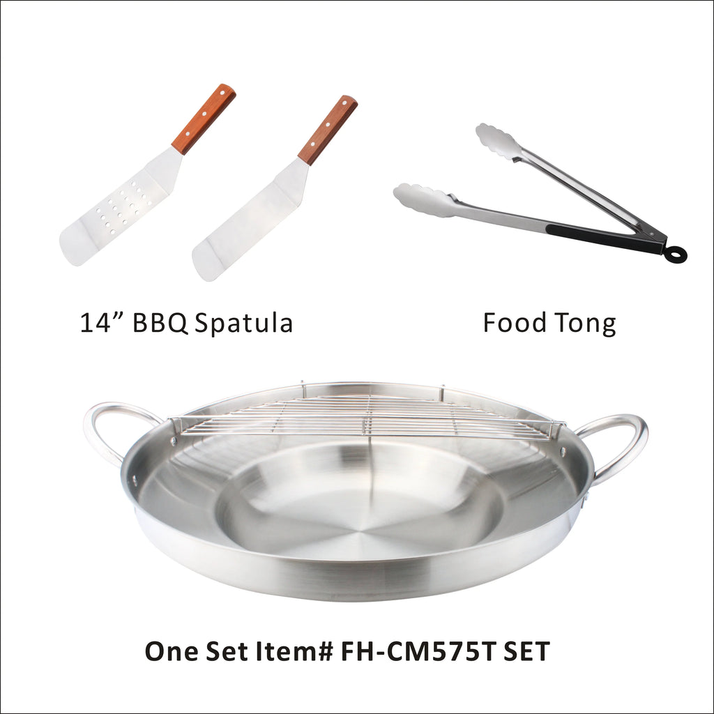 Heavy Duty Stainless Steel Concave Comal Set with Cast Iron Propane Burner Stove Y286300