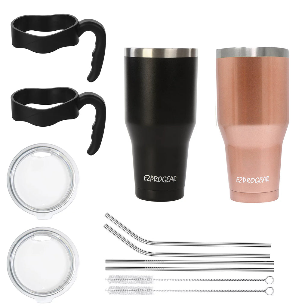 40 oz 2 Pack Stainless Steel Tumbler with Handle and Straws M52039