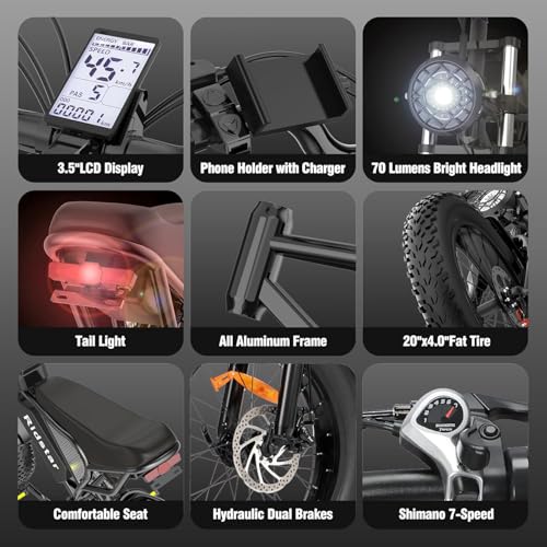 Electric Bike for Adults, 2000W, 52V 40AH, 20" Fat Tire, All Terrain U409