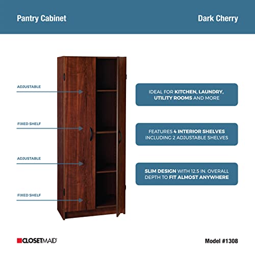 Pantry Cabinet with 2 Doors and Adjustable Shelves, White F51204