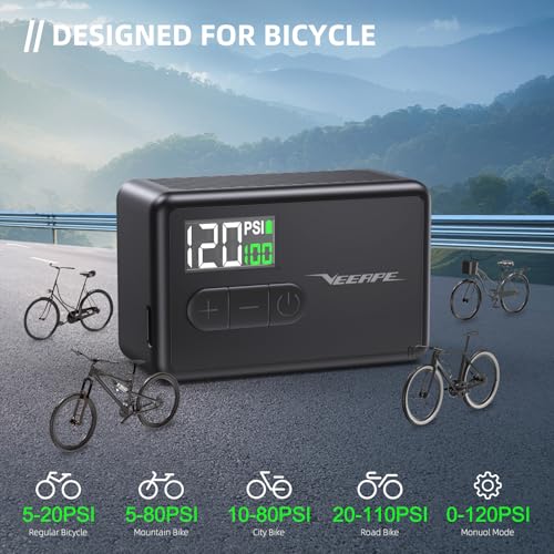 Mini Bike Tire Pump - 120PSI Portable Electric Bicycle Pump with Type-C Rechargeable Battery I70580