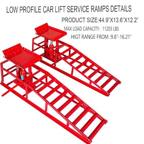 Hydraulic Car and Truck Service Ramps, 5 Ton Capacity, Adjustable Height M5181