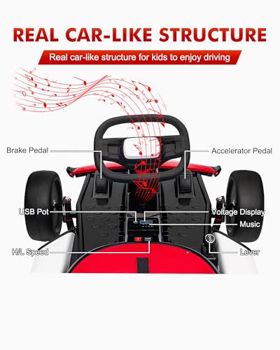 Kids Electric Drift Go Kart, 2-Speed, Max Load 110lbs, Red J335