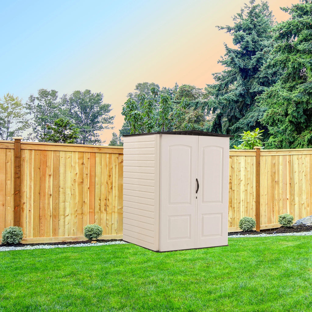 Outdoor Medium Vertical Storage Shed, Resin, Beige L24019
