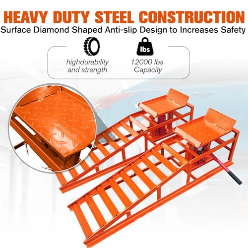 Hydraulic Car and Truck Service Ramps, 5 Ton Capacity, Adjustable Height M5181