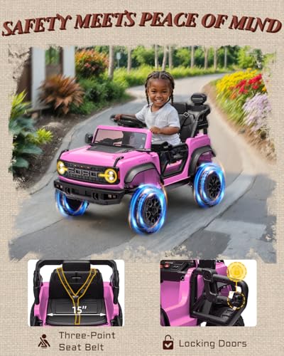 24V Ride on Car for Big Kids, 2 Seater with Remote Control, 4-Wheeler Suspension, 3 Speeds, LED Lights D981