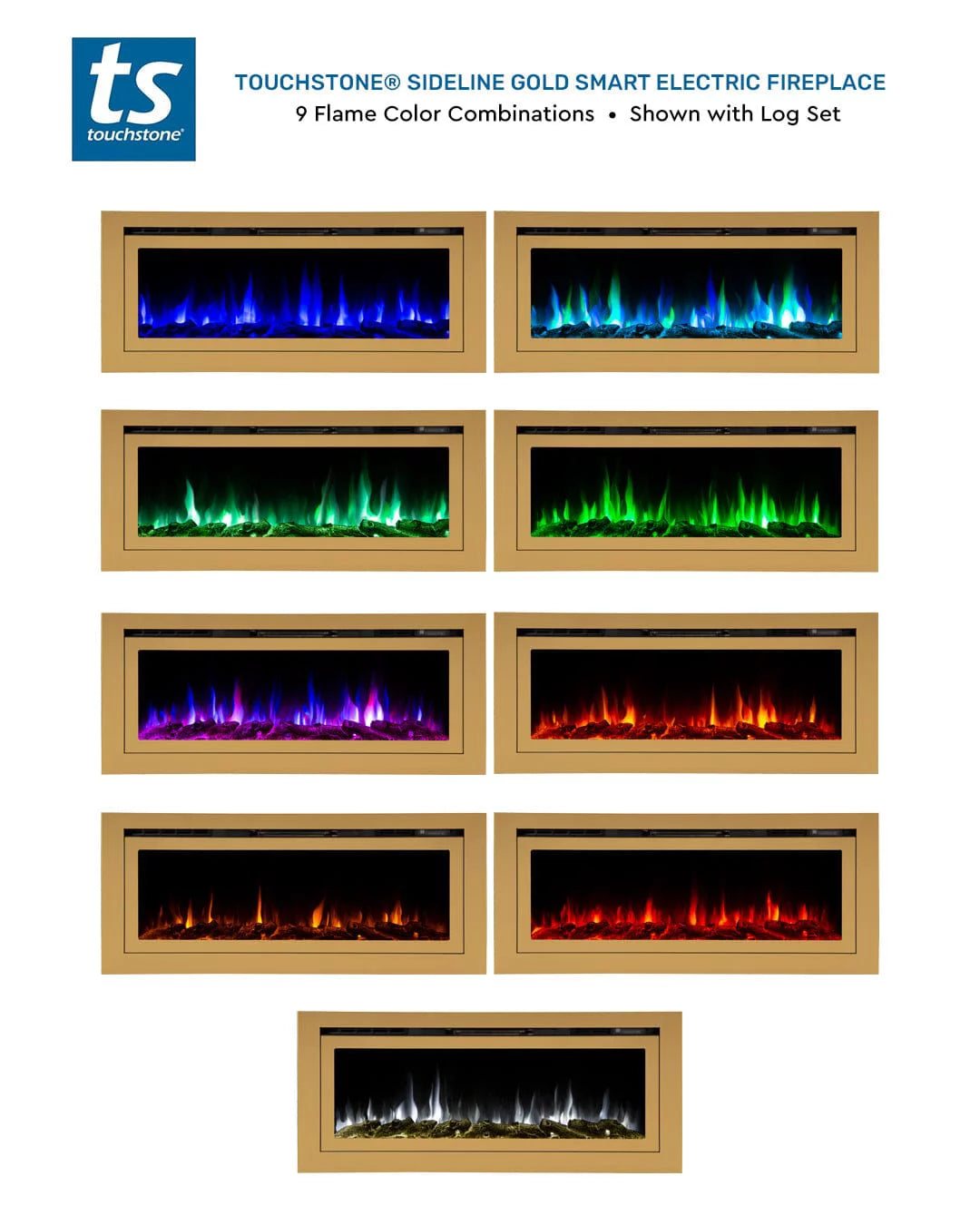 Recessed Smart Electric Fireplace 60 Inch E54384