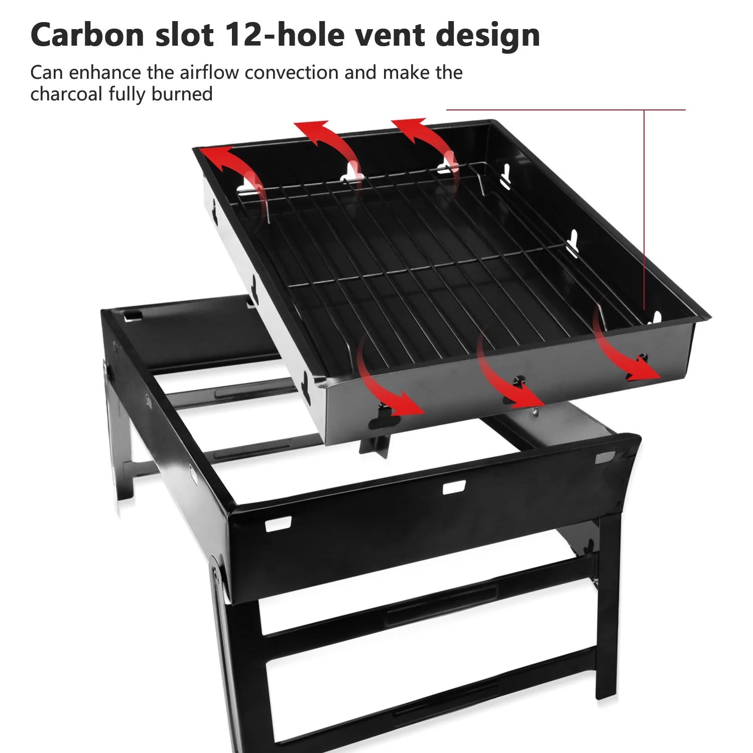 Foldable BBQ Charcoal Grill, Portable Stainless Steel Tabletop Barbecue Y537776