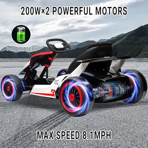 Kids Go Kart, 24V Electric Drift Car, 2-Speed Ride On Toy for Boys Girls 6+ V958