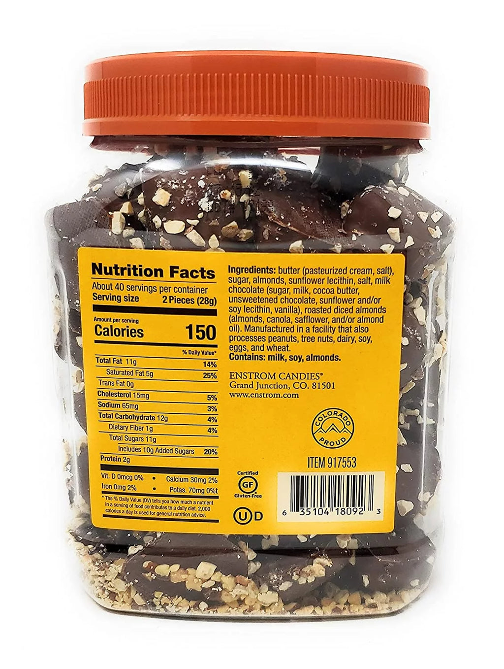 Almond Toffee Tub, Milk, 2.5 lb D50921