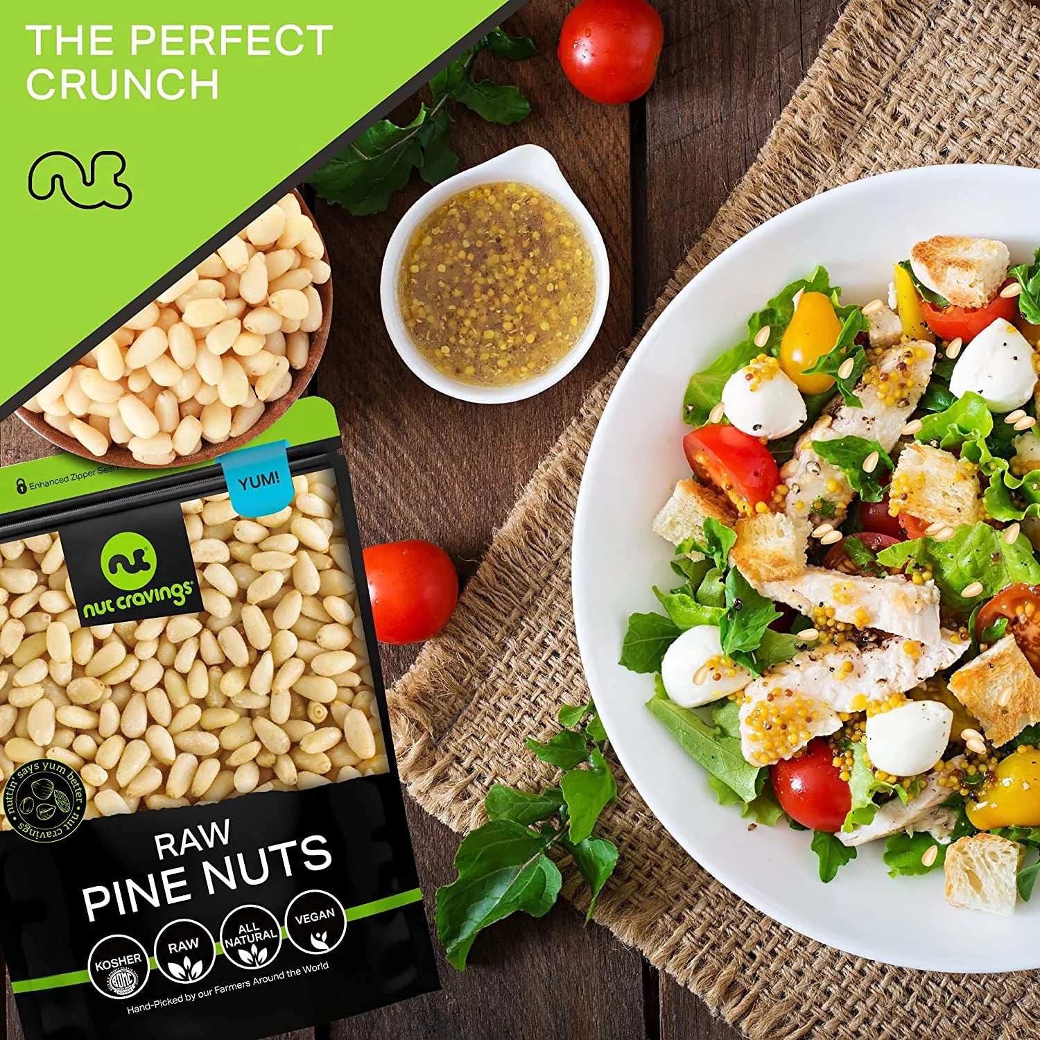 Raw Pine Nuts, Kosher, Vegan, 16oz K566