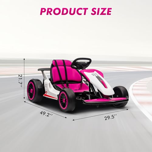 Electric Drift Kart for Kids with Adjustable Seat, LED Lights, 8.1 MPH W755255