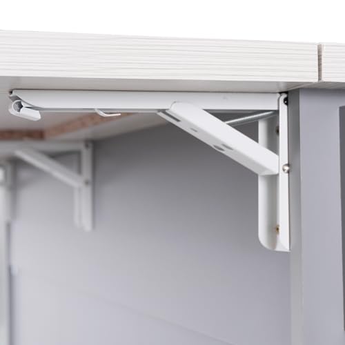 Farmhouse Kitchen Island with Drop Leaf, Barn Door and Power Outlet C3058