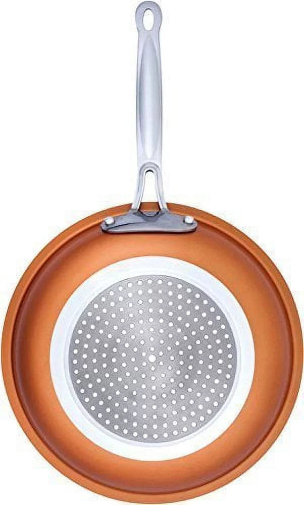Copper Round Frying Pan Ceramic Non-Stick, 8 & 10 Inch Combo Set Q33393