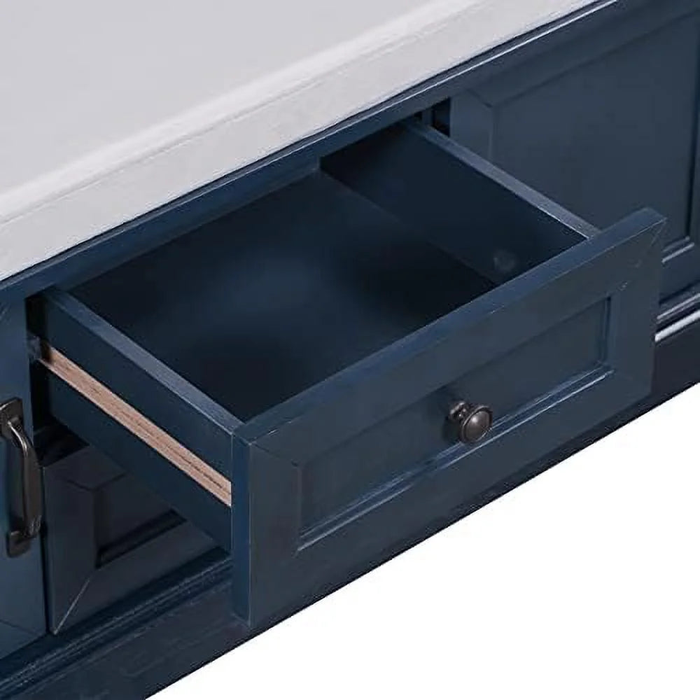 Solid Wood Shoe Bench with 3 Doors and Removable Cushion P521