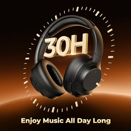 Wireless Bluetooth Over Ear Headphones with Active Noise Cancelling, HiFi Stereo, Black G617
