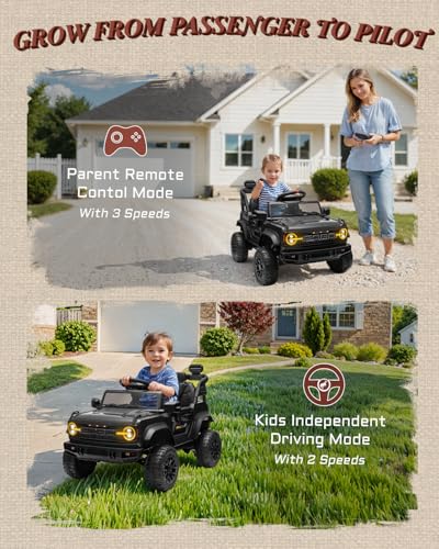 24V Ride on Car for Big Kids, 2 Seater with Remote Control, 4-Wheeler Suspension, 3 Speeds, LED Lights D981