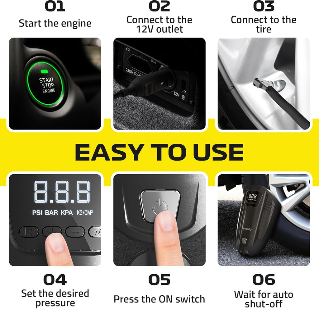 Tire Inflator Portable Air Compressor for Car, Motorcycle, Bicycle D984620