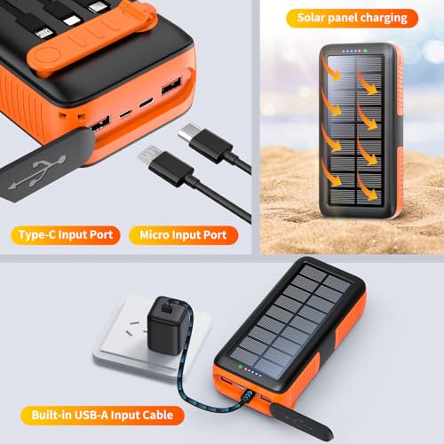 Solar Charger Power Bank 63200mAh Portable Dual Outputs Flashlight K2447