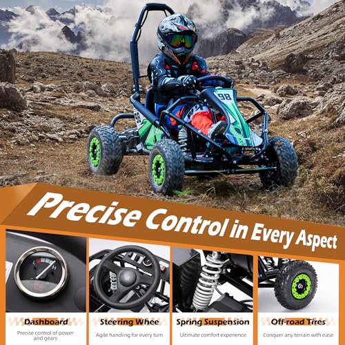 Kids Electric Drift Go Kart, 1200W Brushless Motor, 48V 12Ah Battery, 18.6 MPH I27356