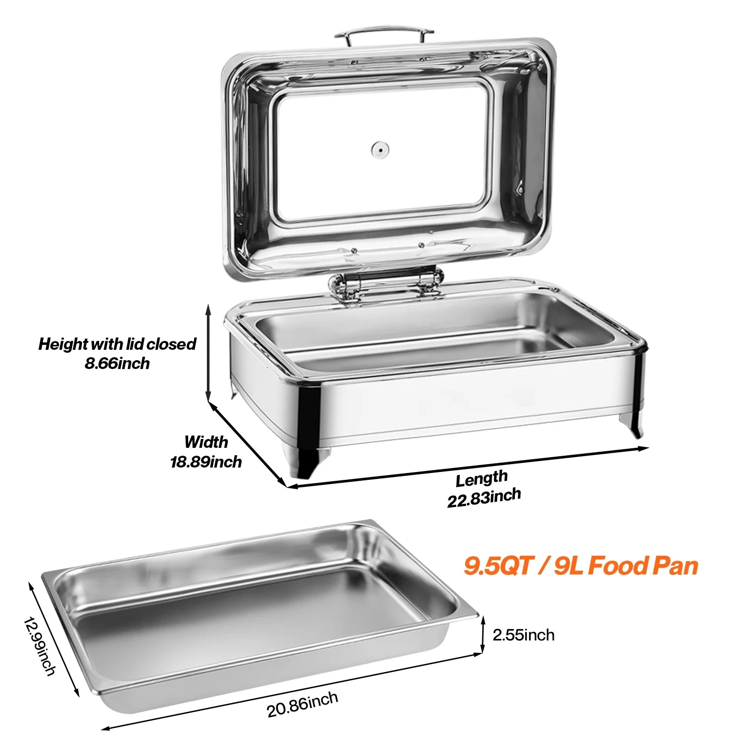Electric Buffet Server Food Warmer with Glass Window, Adjustable Temp M849136