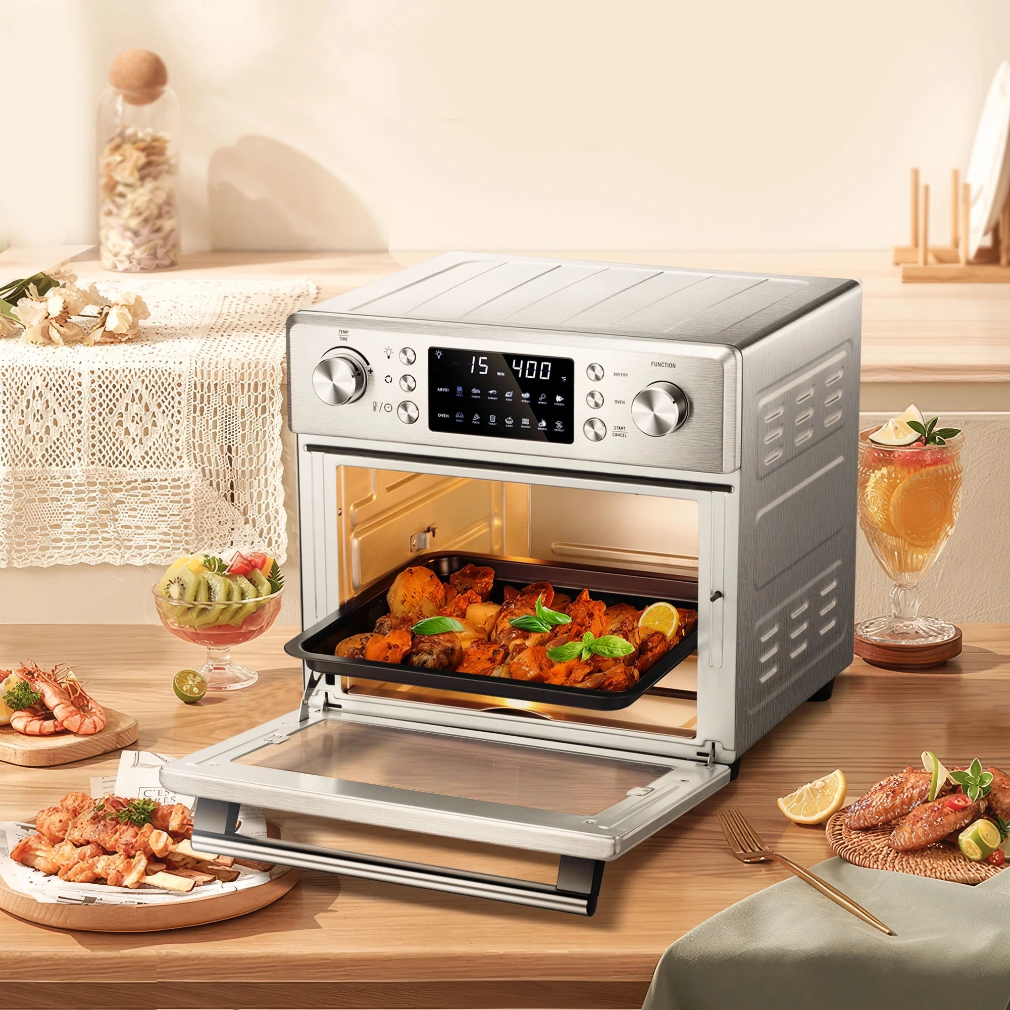 Countertop Convection Oven 1700W Stainless Steel Air Fryer K480606