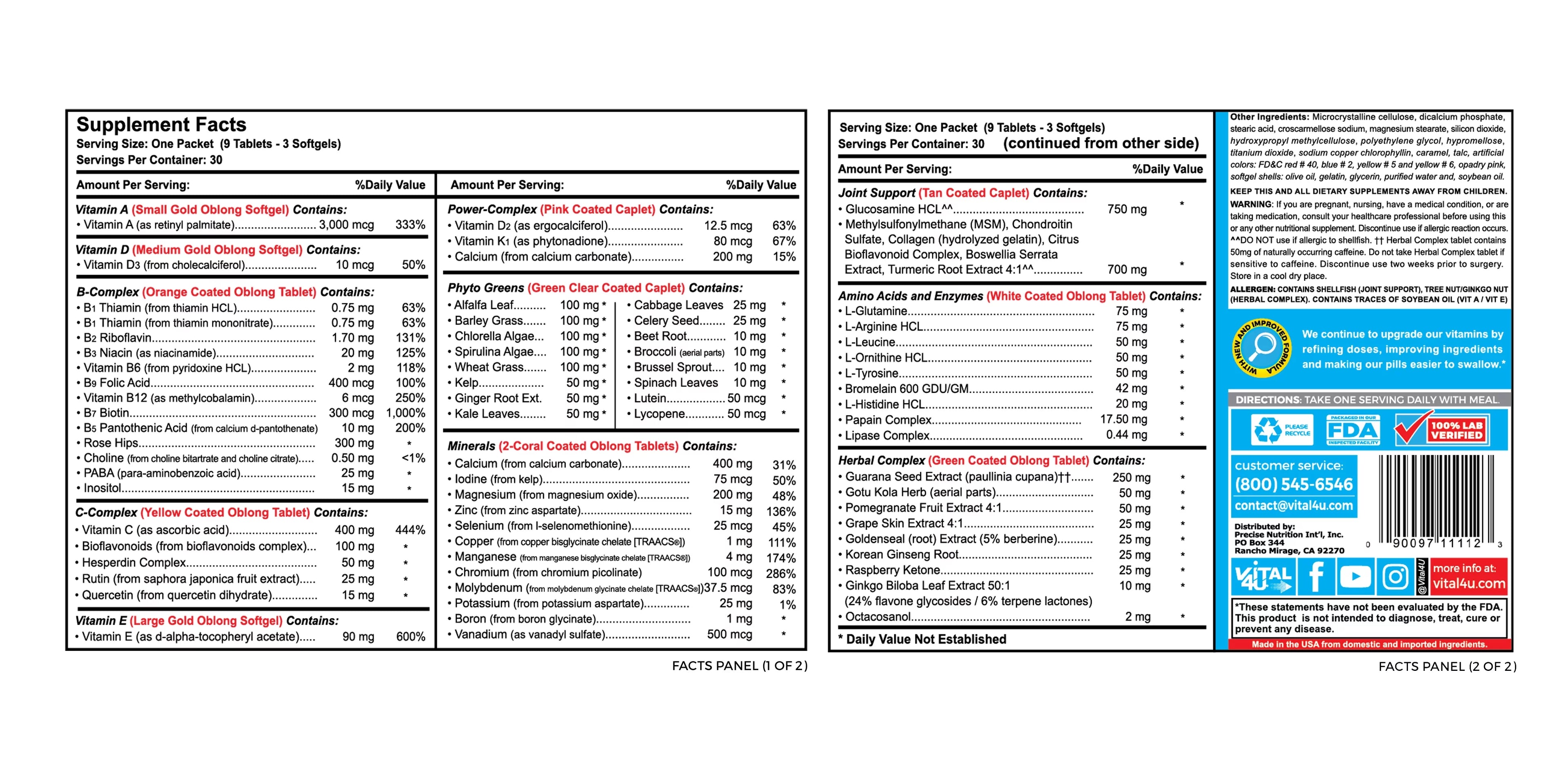 Multivitamin for Men and Women with Joint Support, 30 Count O2695