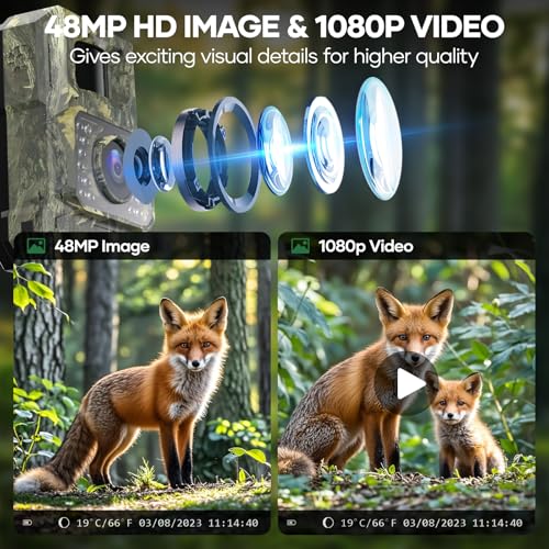 Solar Trail Camera 48MP 30FPS WiFi Bluetooth Game Camera with Night Vision E584