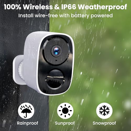 2K Wireless Outdoor Security Camera, Battery Powered, AI Motion Detection, 2-Way Talk X198