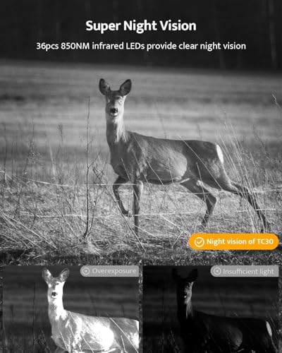4K 36MP Trail Camera with Night Vision, Motion Activated, Waterproof IP66 F21960
