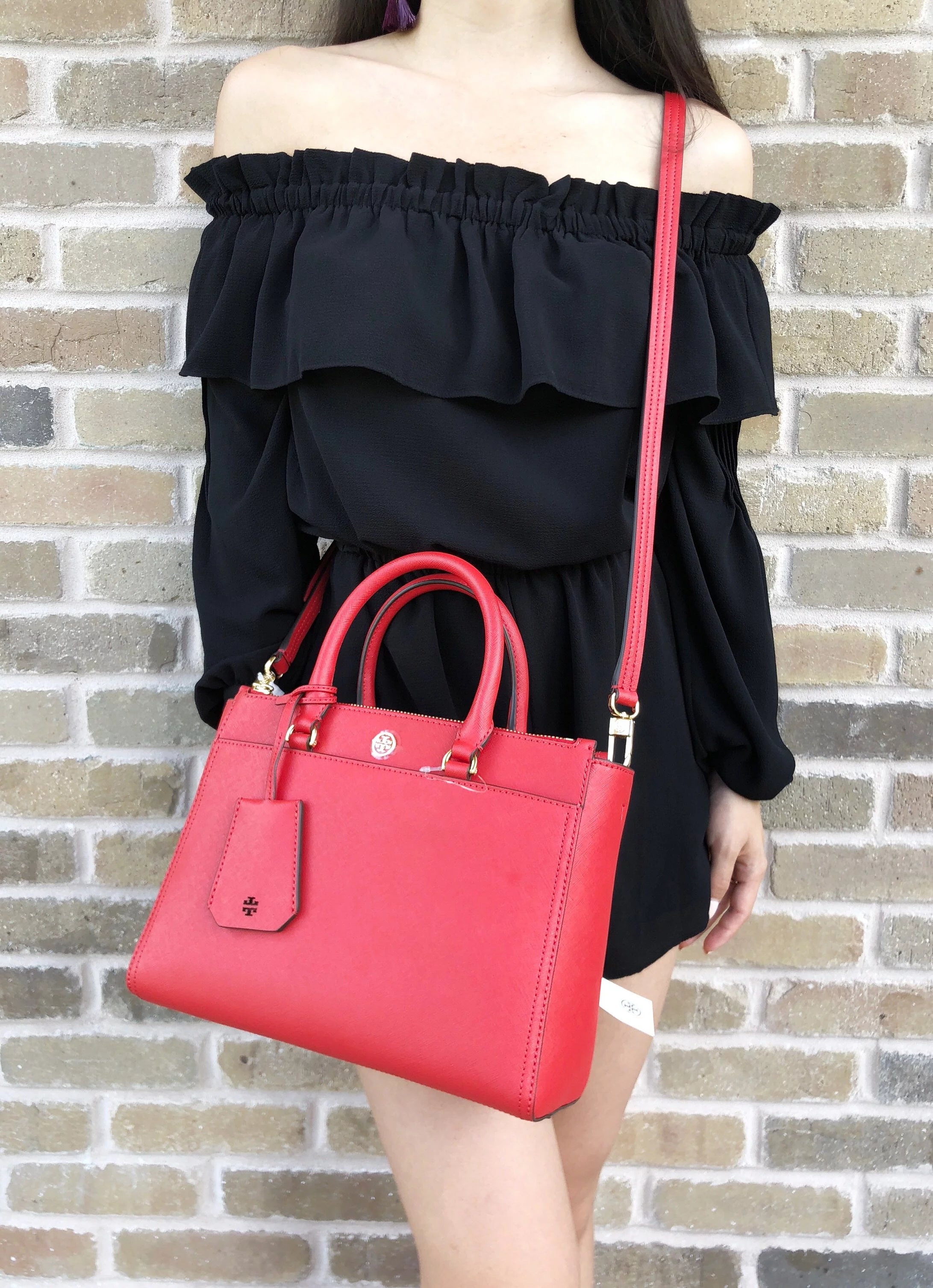Small Double Zip Tote Satchel Crossbody Bag O3994