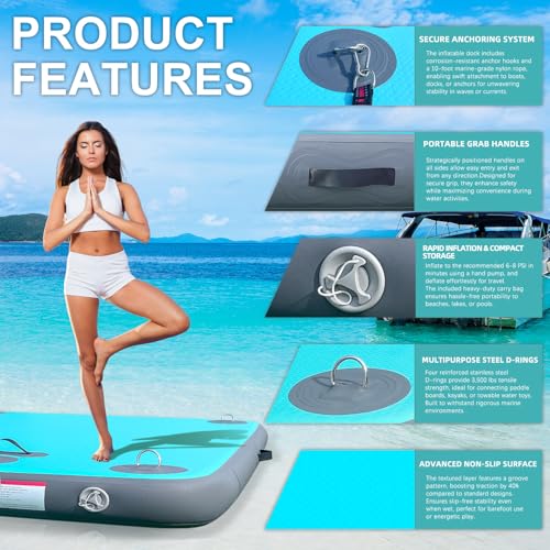 Inflatable Floating Dock Platform with Non-Slip Surface for Pool Beach Ocean B86969