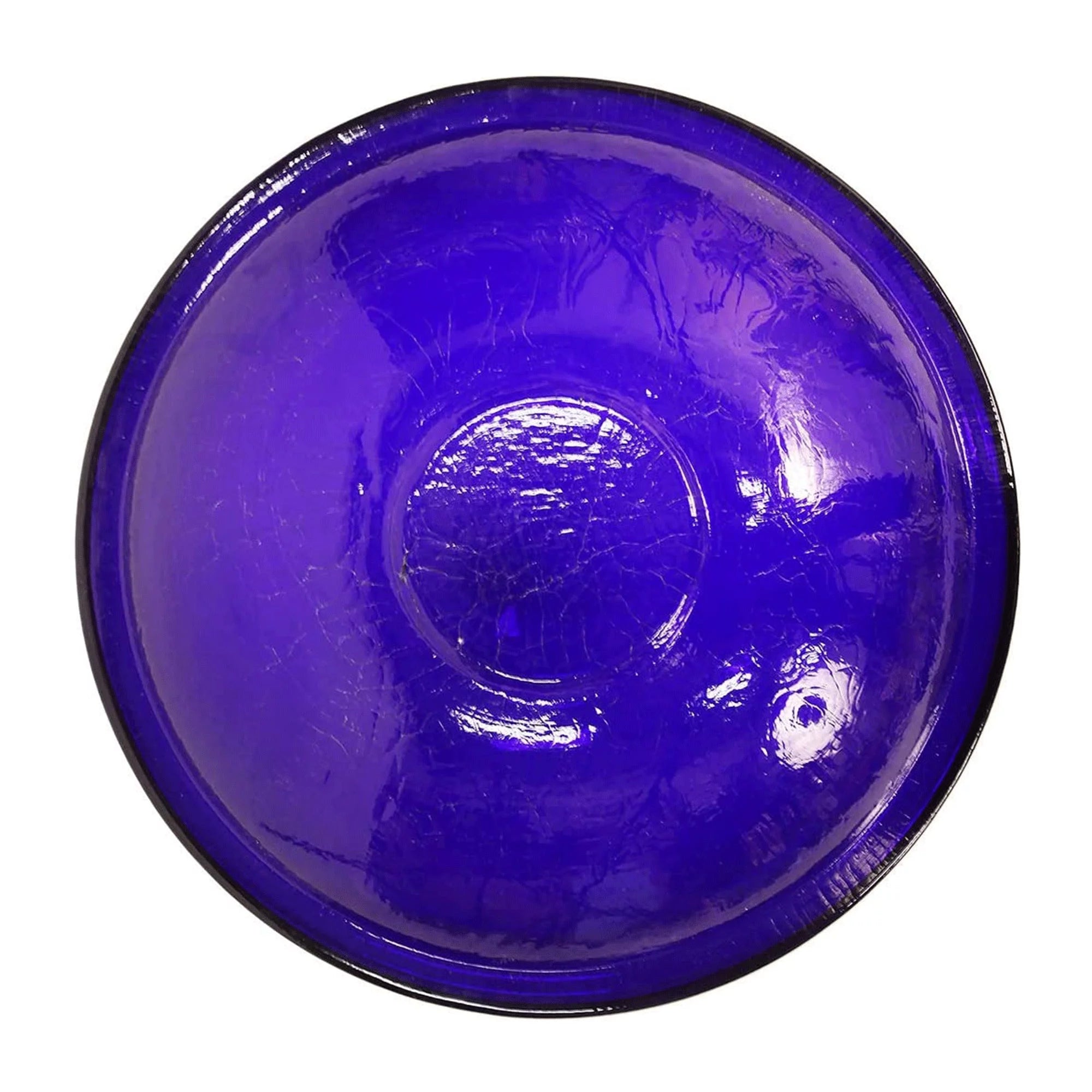 Crackle Glass Bowl and Birdbath Decoration, Cobalt Blue E292