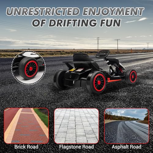 Electric Drift Kart for Kids with Adjustable Seat, LED Lights, 8.1 MPH W755255