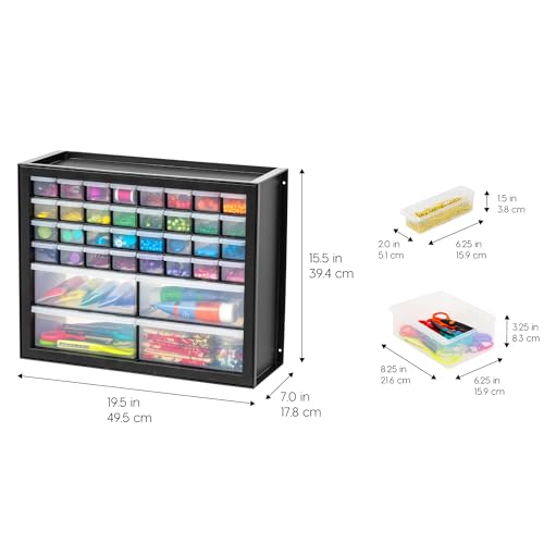Screw Tool Organizer Small Parts Cabinet Chest, 44-Drawer Hardware Storage, Black S931