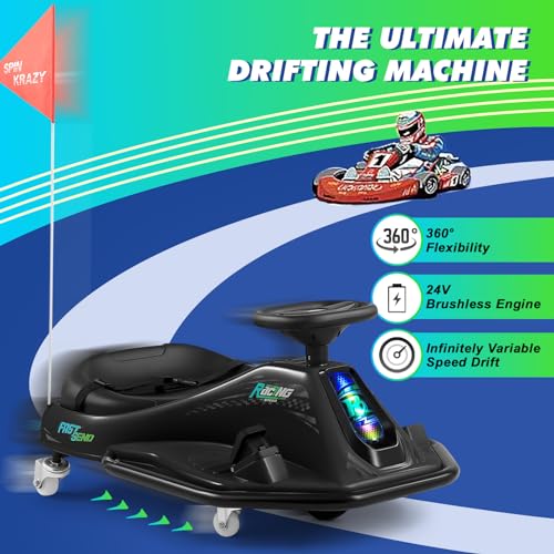24V Electric Drifting Go Kart for Kids with Rotating Wheels, Pink D311017