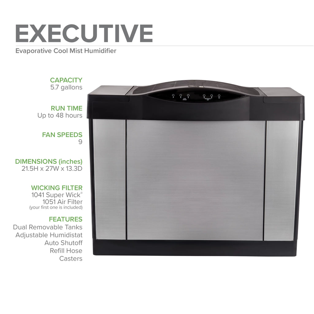 Console Evaporative Humidifier for 3600 sq ft, Brushed Nickel H91832