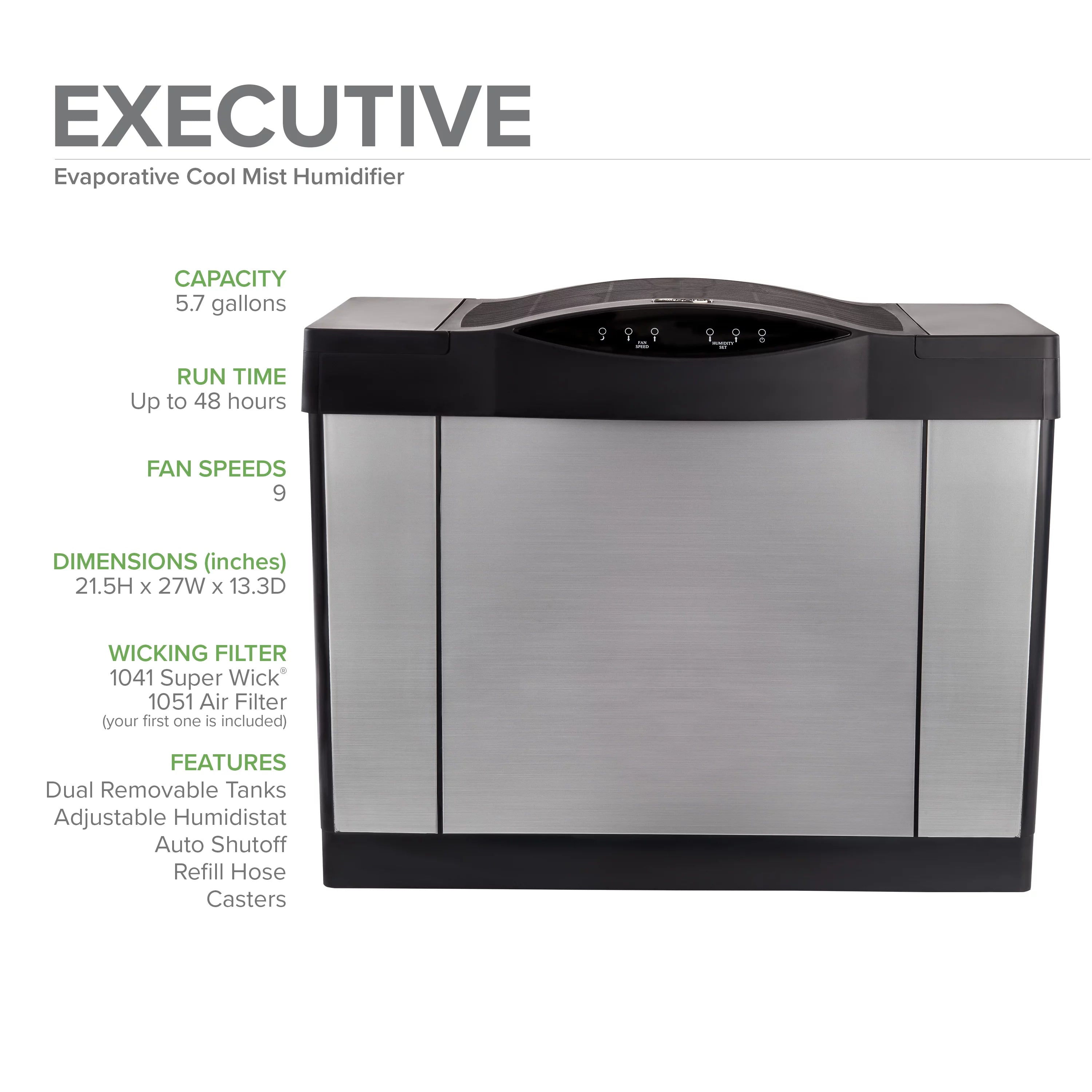 Console Evaporative Humidifier for 3600 sq ft, Brushed Nickel H91832