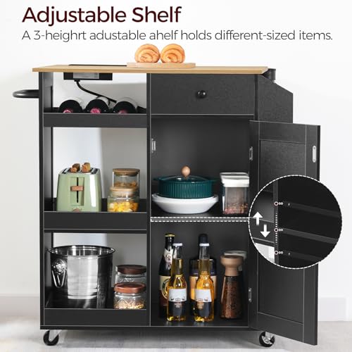 Kitchen Island with Power Outlet and Drawer, Rolling Cart on Wheels R667501