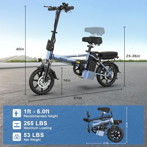 Electric Bike for Adults, 14'' Folding Ebike, 750W Peak, Removable Battery, 22mph, 40 Miles Range A312