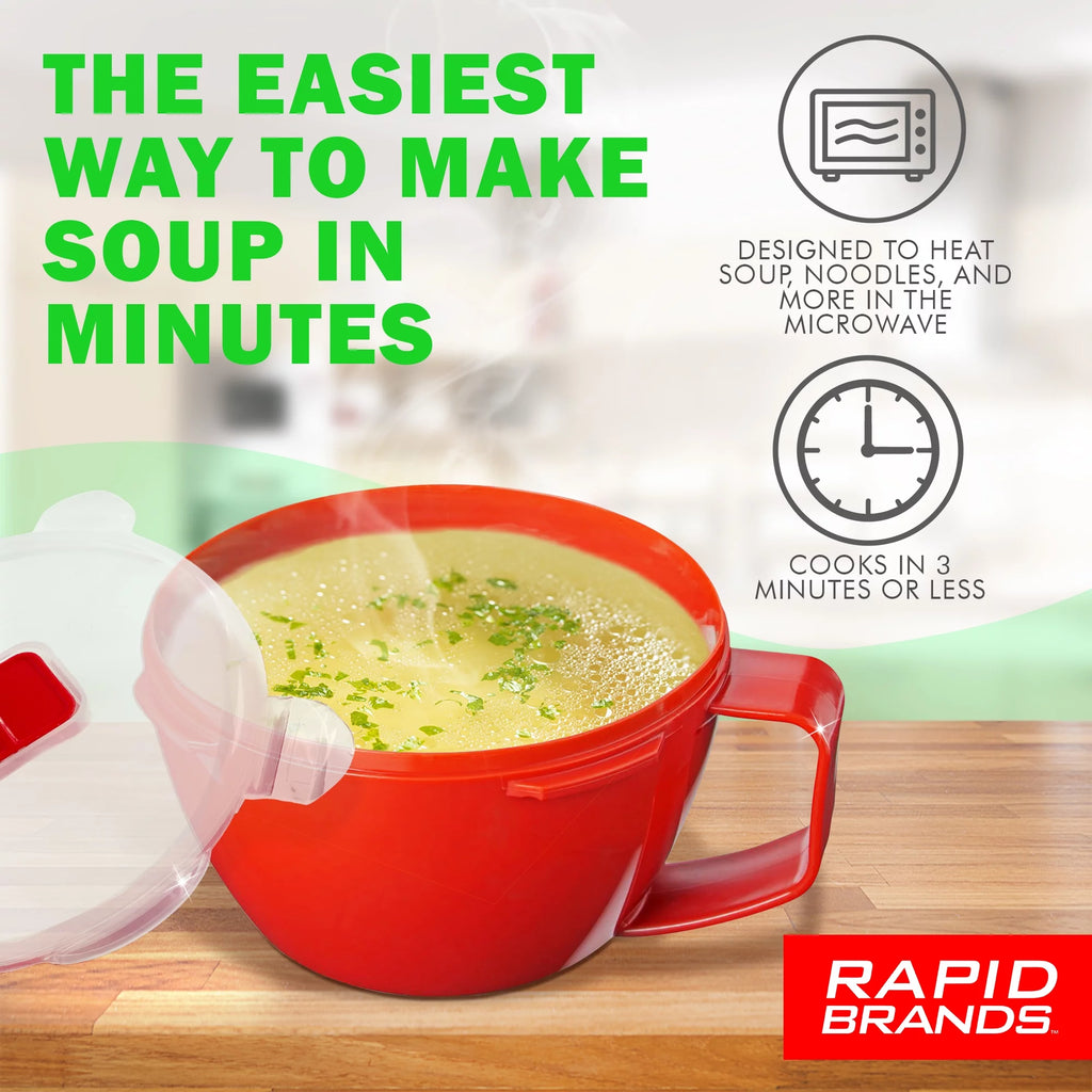 Noodle & Soup Bowl, Microwaveable, BPA-Free, Red C784