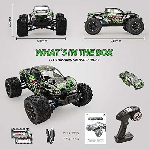 1:18 Scale All Terrain RC Car, 4WD Off Road Monster Truck with 2 Rechargeable Batteries H289