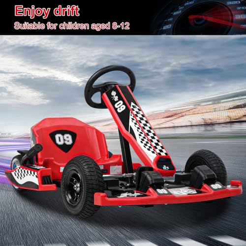 Electric Go Kart for Kids, 16 MPH Drift Kart with 350W Motor, 187LBS Capacity F51754
