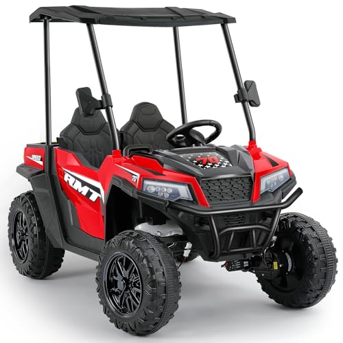 24V Ride on Car 2 Seater with Sun Shade, Dump Bed, 4WD, Pink S782676
