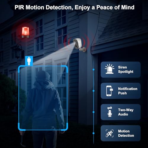 Wireless Outdoor Security Camera, 2K Battery Powered, AI Motion Detection, Color Night Vision L183343