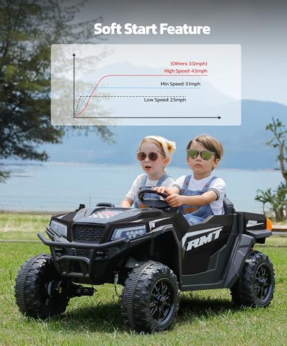 24V Ride on Car 2 Seater with Sun Shade, Dump Bed, 4WD, Pink S782676