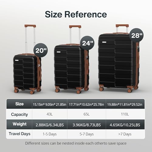 3 Piece Hardside Expandable Luggage Set with TSA Lock Spinner Wheels L24758