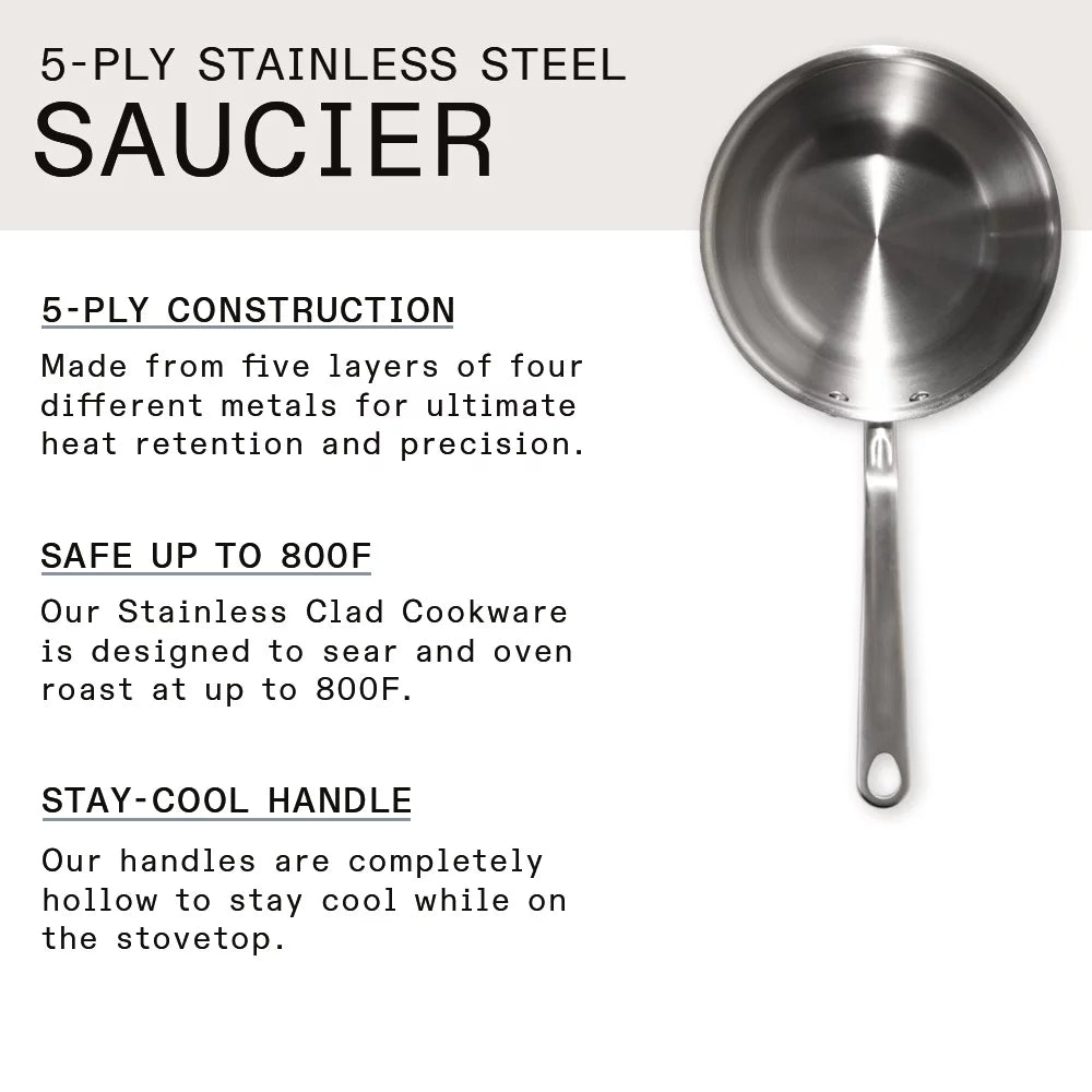 2 Quart Stainless Steel Saucier Pan E584